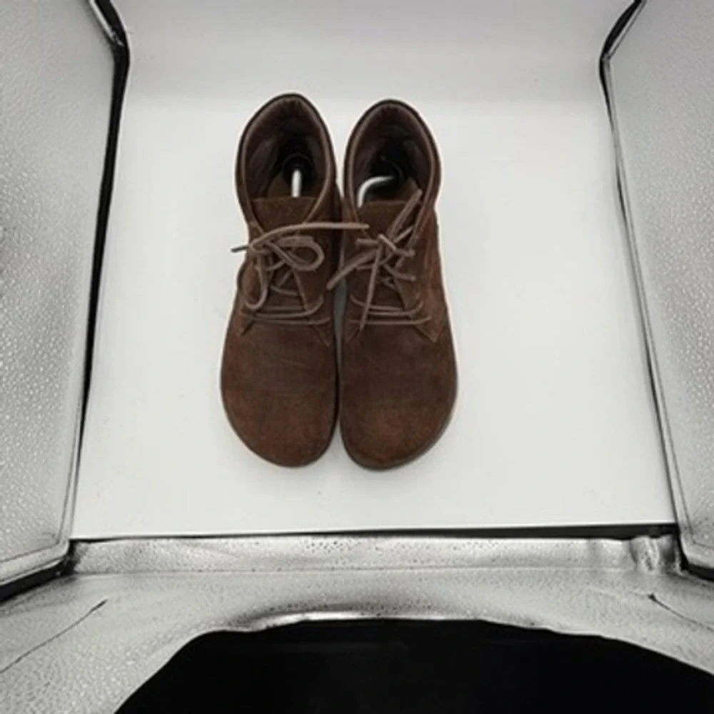 Footprints by Birkenstock Lace Up Boots Mens Sz 44 Brown Suede Chukka Comfort
